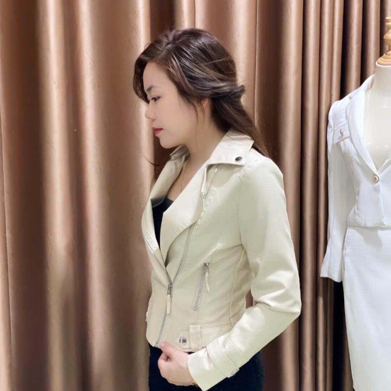 Áo khoác nữ chất da mềm 2 màu đen be - Jacket Women 6
