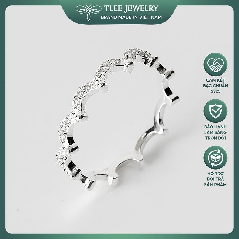 Nhẫn bạc nữ TLEE vương miện đính đá nửa sang trọng TLEE JEWELRY A0226