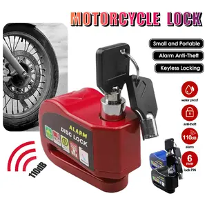 Gembok Motor Gembok Cakram Disc Lock Alarm Sekat Motor Anti Maling Kunci Sepeda Motorcycle Waterproof 110dB Anti-Curian Pengingat Keamanan Alarm Proteksi Kecelakaan untuk Sepeda Listrik Sepeda Scooter