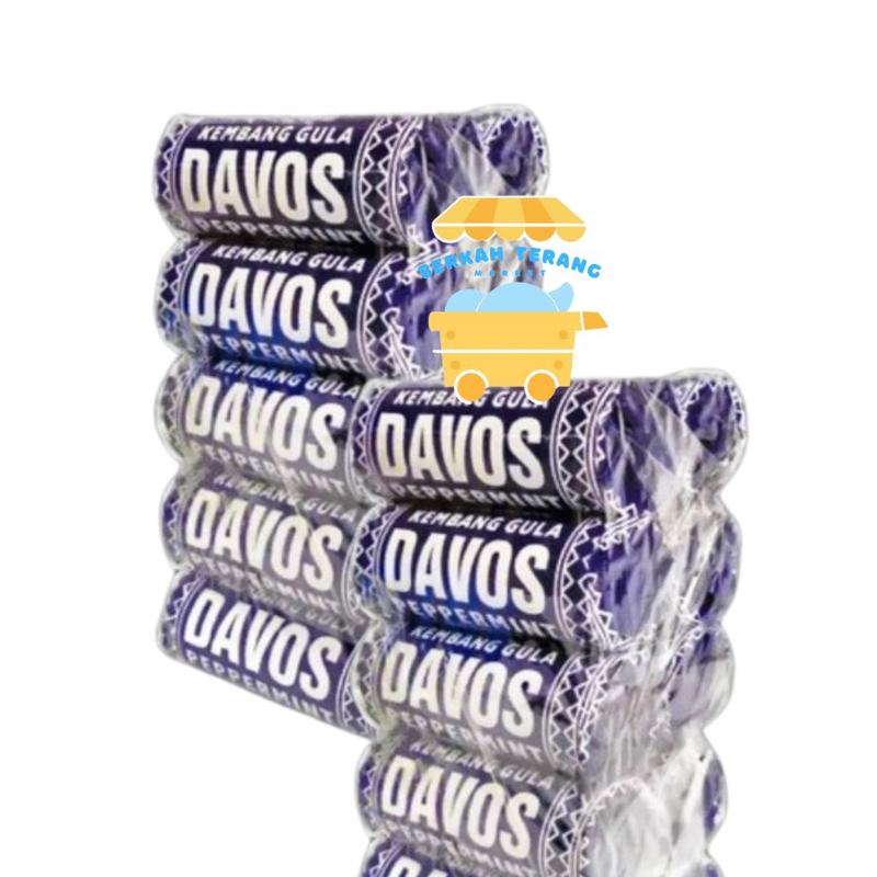 PERMEN DAVOS Peppermint 1 Pack Isi 10 Roll Permen Jadul Jadoel Kembang ...