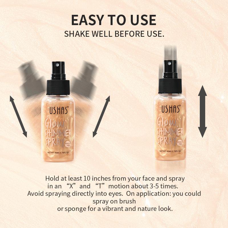 Product Introduction of 4 Colors Highlighter Powder Spray Brightening Skin Highlighter Glitter Powder Shimmer Sparkle Powder Face Body Cosmetics 18
