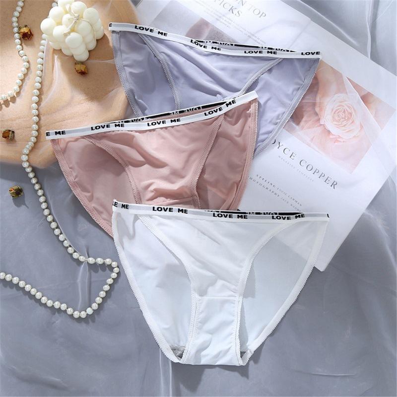 Quần Lót Nữ Lụa Lạnh Mùa Hè, Gợi Cảm, Dễ Thương Và Gợi Cảm, Thoáng Khí, Không đường May, Cạnh Chữ, Quần Tam Giác Thoải Mái, Năm 2024 1