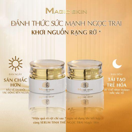 Bộ đôi dưỡng da kem ngày ,kem đêm ngoc trai mới (size 40g) magic skin