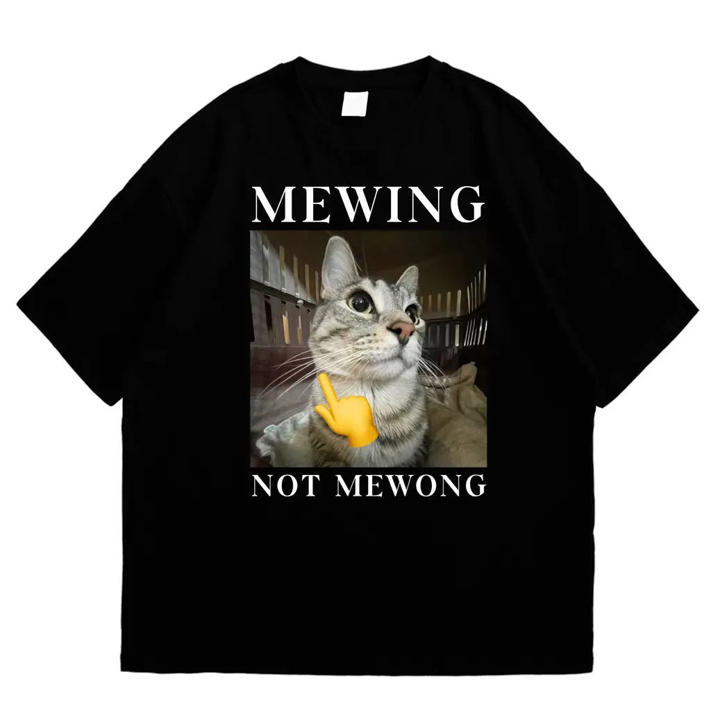 Kaos Mewing Not Mewong - Unisex Pria Wanita - Meme Kucing