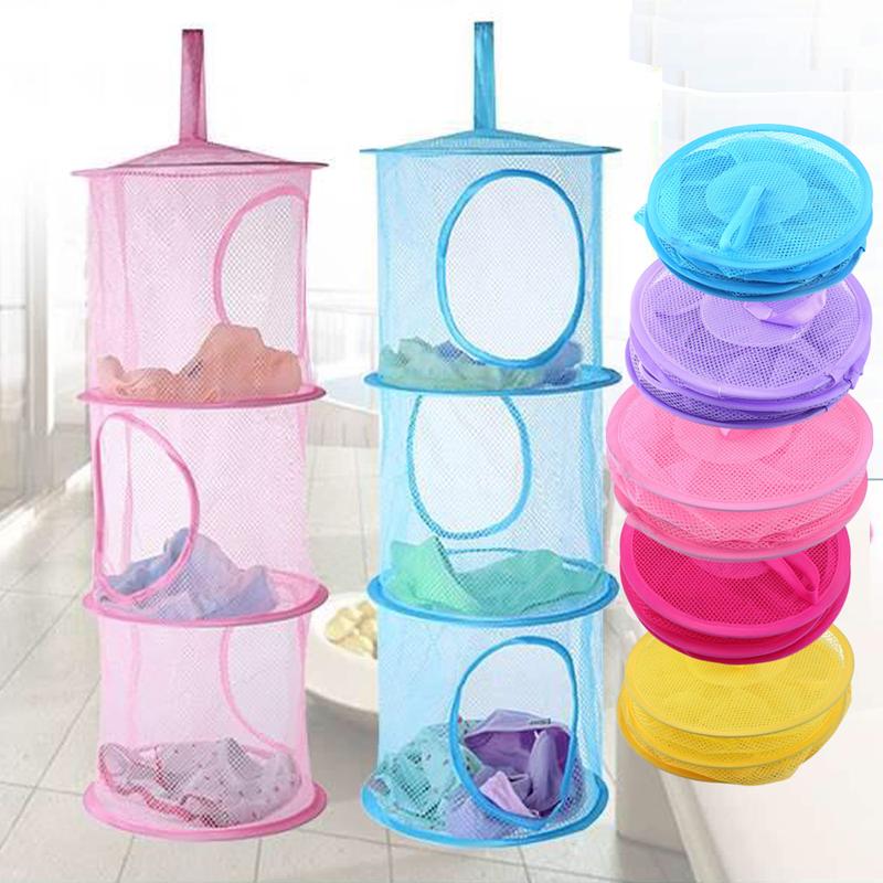 Product Introduction of 1 pcs Storage Hanging Basket (3 tiers),Home Organizers Multi-compartment Wall-mounted Drying Rack Storage Basket for Dolls, Underwear, etc. Drying, Space-saving Storage Hanging Bag 10