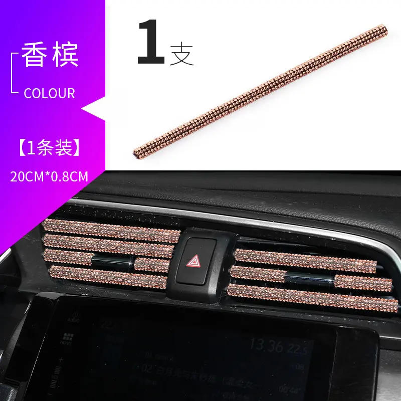Car Trim Vehicle Outlet Strip Interior Moulding Air Vent Strips Line Universal Diamond Pvc 2 Pcs