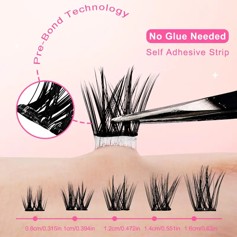 Self Adhesive False Eyelash, Natural Look Fake Eyelash for Extensions, Eye Makeup Product, Professional Eye Makeup Accessories, Cosmetic, False Eyelashes Set, Eyelash Extension Kit, DIY Eyelash Extensions, DIY Eyelash Clusters, Individual Eyelash Bundles 1