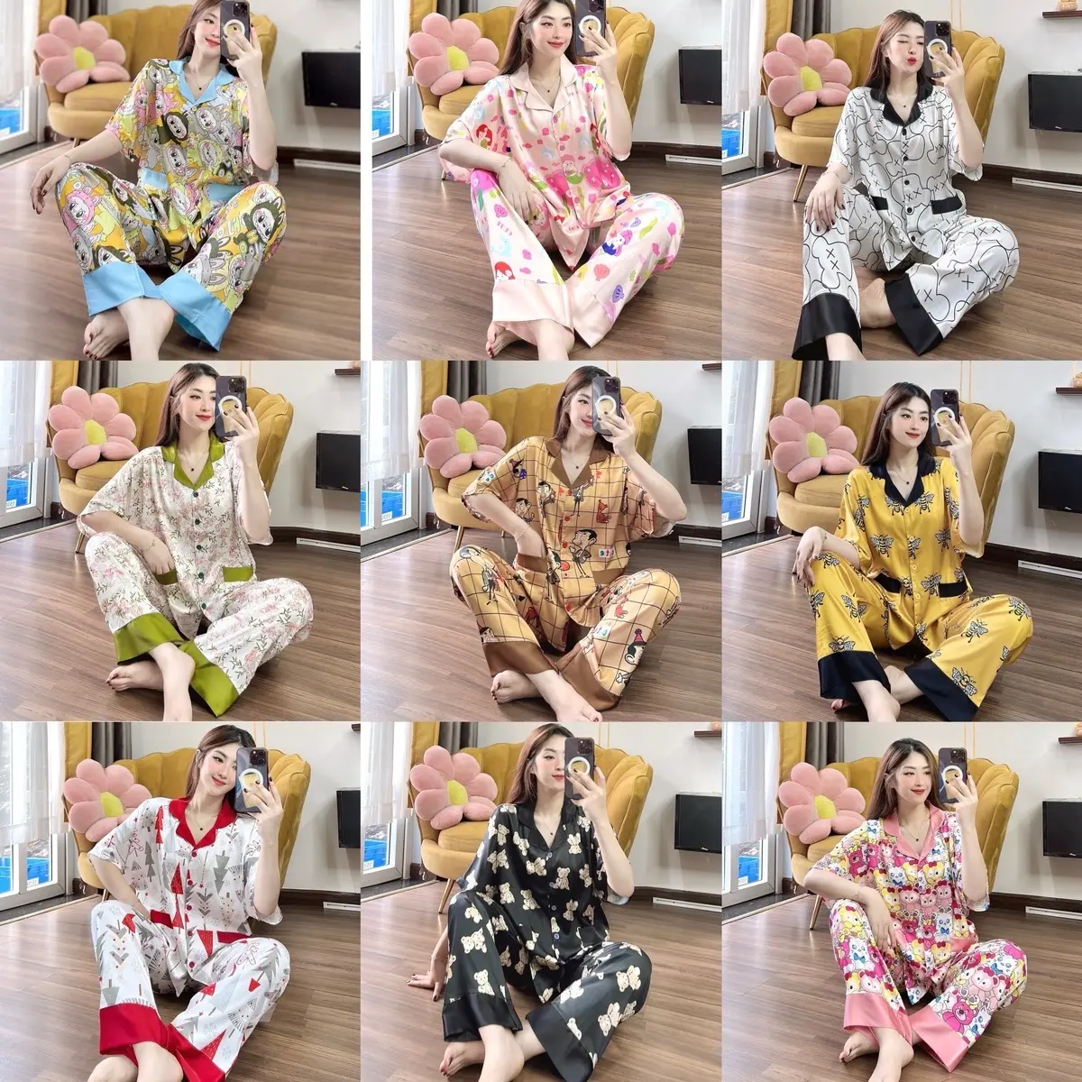 (DƠI DÀI) Bộ pijama cho nữ Tay Dơi Quần Dài, chất lụa latin mềm mịn thiết kế nhà SAM có túi quần