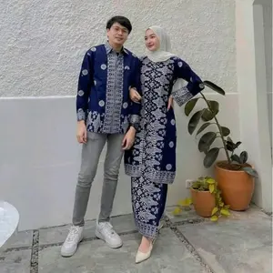 setelan songket motif Ashanty navy silver