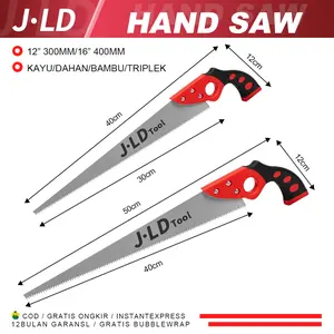 JLD Gergaji Tangan Kayu 12 "16"18" Gergaji Potong Kayu Hand Saw/Gergaji Runcing / Gagang PVC / Gorok Tangan Serbaguna / Dahan Ranting Alat Potong