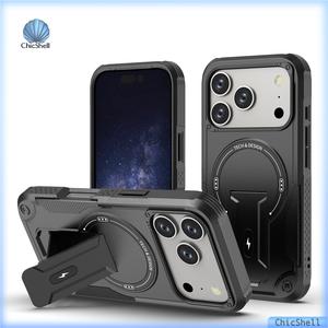 Vỏ điện thoại từ tính, vỏ cứng, chống rơi, chống sốc, tương thích với MagSafe-ốp điện thoại, có Giá Chân Đế dành cho iPhone 11 / 12 Pro / 13 / 15 Plus / 15 Pro Max / 16 Pro Max / 17 / 17Pro / 17Promax / 17Air.