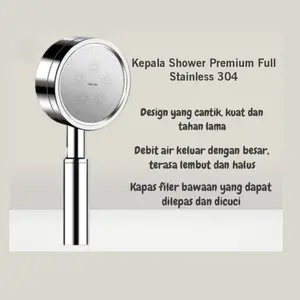 [COD] Kepala Shower Premium Full Stainless 304 (TANPA SELANG) / Hand Shower Besi  / Shower Hand / Kepala Shower  Kamar Mandi Temurah Air Baja
