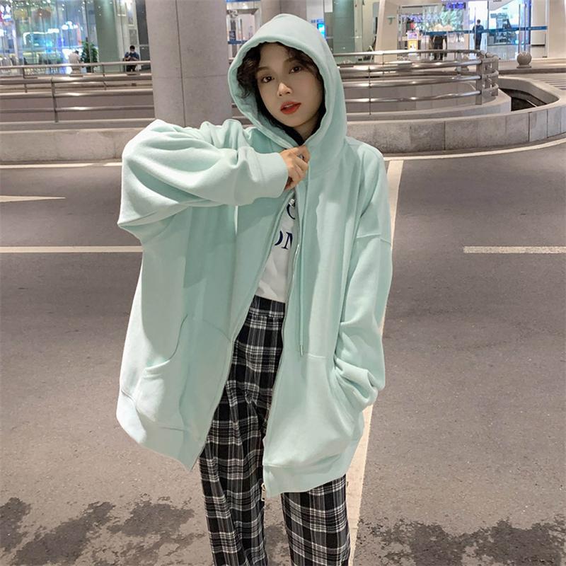Product Introduction of Áo Hoodie Nữ Khoá Zip Trơn Unisex Form Rộng Chất Nỉ Cotton Áo Khoác Hoodie Nỉ Bông Phong Cách Hàn Quốc Oversize Có Size Bigsize 21