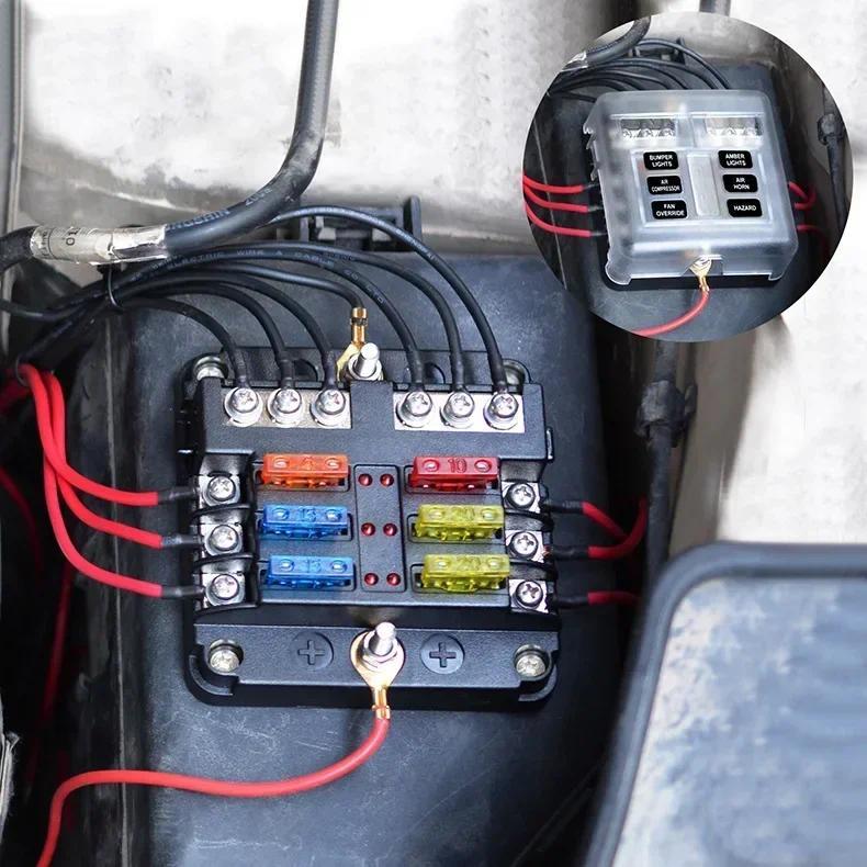 Product Introduction of 6/12 Way Blade Fuse 12-24V Car Boat Fuse Box Holder with Plastic Cover for Power Panel Board Camper RV Accessorie 28