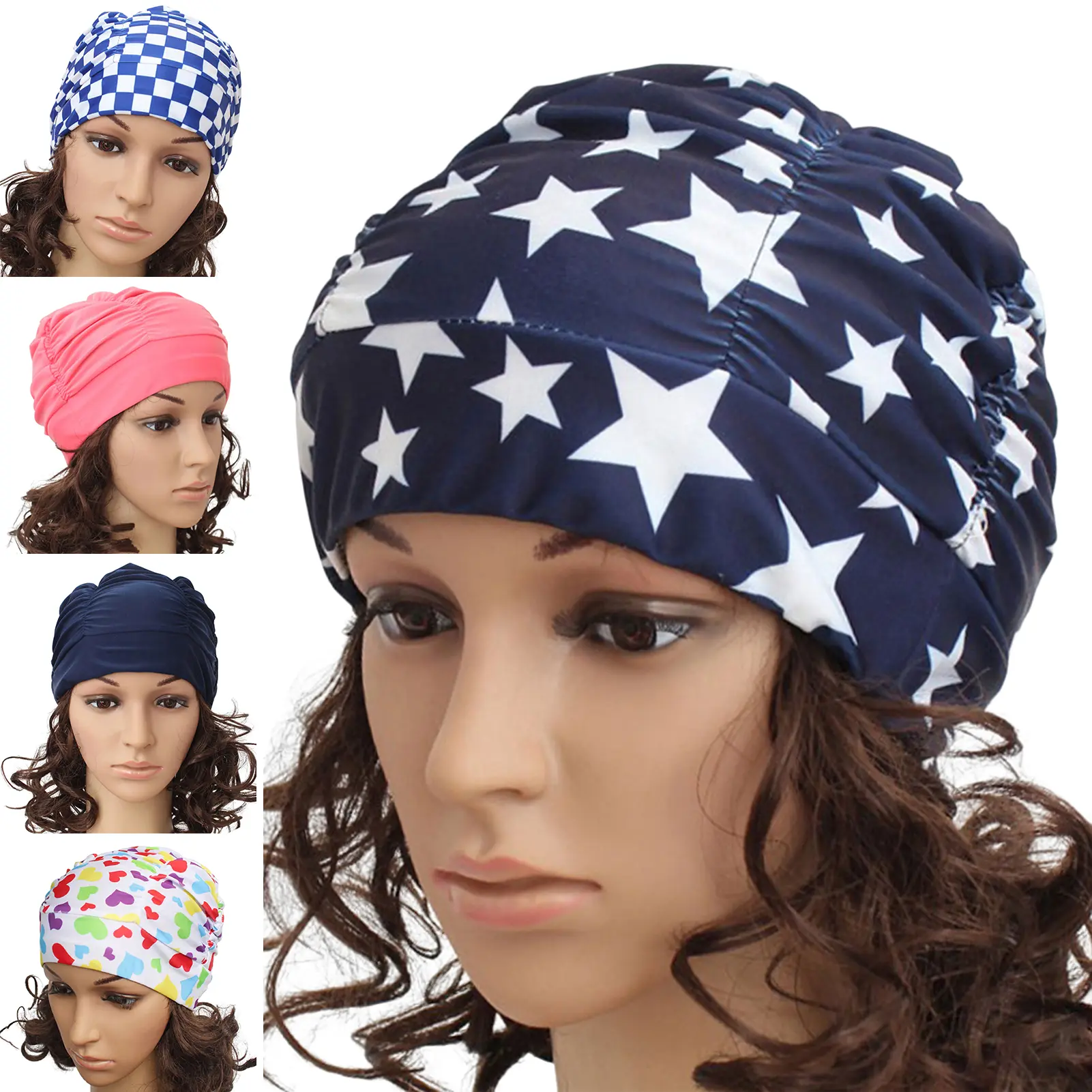Mũ Bơi, Goiwesyk, Màu Trơn Nhanh Khô, Không Thấm Nước, Siêu Mềm, Siêu Nhẹ, Bảo Vệ Nylon, Thích Hợp Cho Tóc Dài Và Ngắn, Thiết Kế Xếp Ly, Lý Tưởng Cho Phụ Nữ, Mũ Hồ Bơi