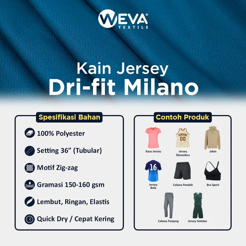 Bahan Kain Jersey Dryfit Milano Part 1 - Kain Drifit Weva Textile 1