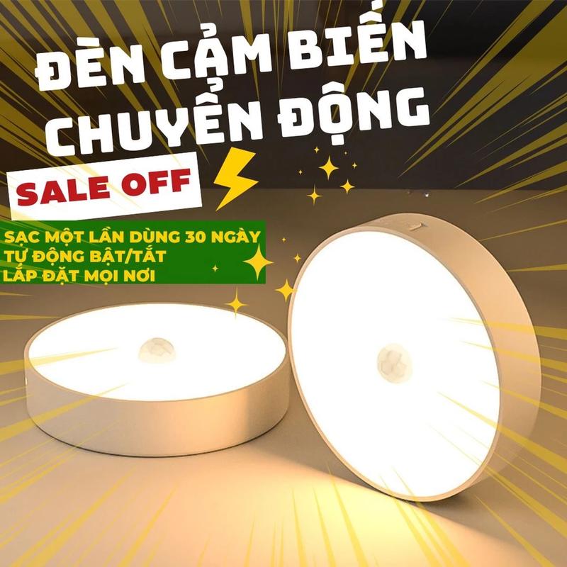  Đèn LED Cảm Biến Chuyển Động Tự Động Tắt Thông Minh Dán Tường Hành Lang Cầu Thang Tiện Lợi Sạc USB 