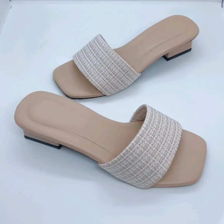Dép Cao Gót Nữ. Gót Vuông Cao 3 phân Quai Vải Bố (mã số B3) DéP  Shoes 1