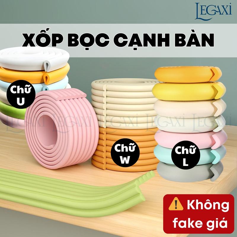 Cuộn Xốp Dài 2 Mét Bọc Cạnh Bàn Chữ U-W-V Miếng Dán Bịt Góc Tường Chống Va Chạm An Toàn Cho Bé Legaxi