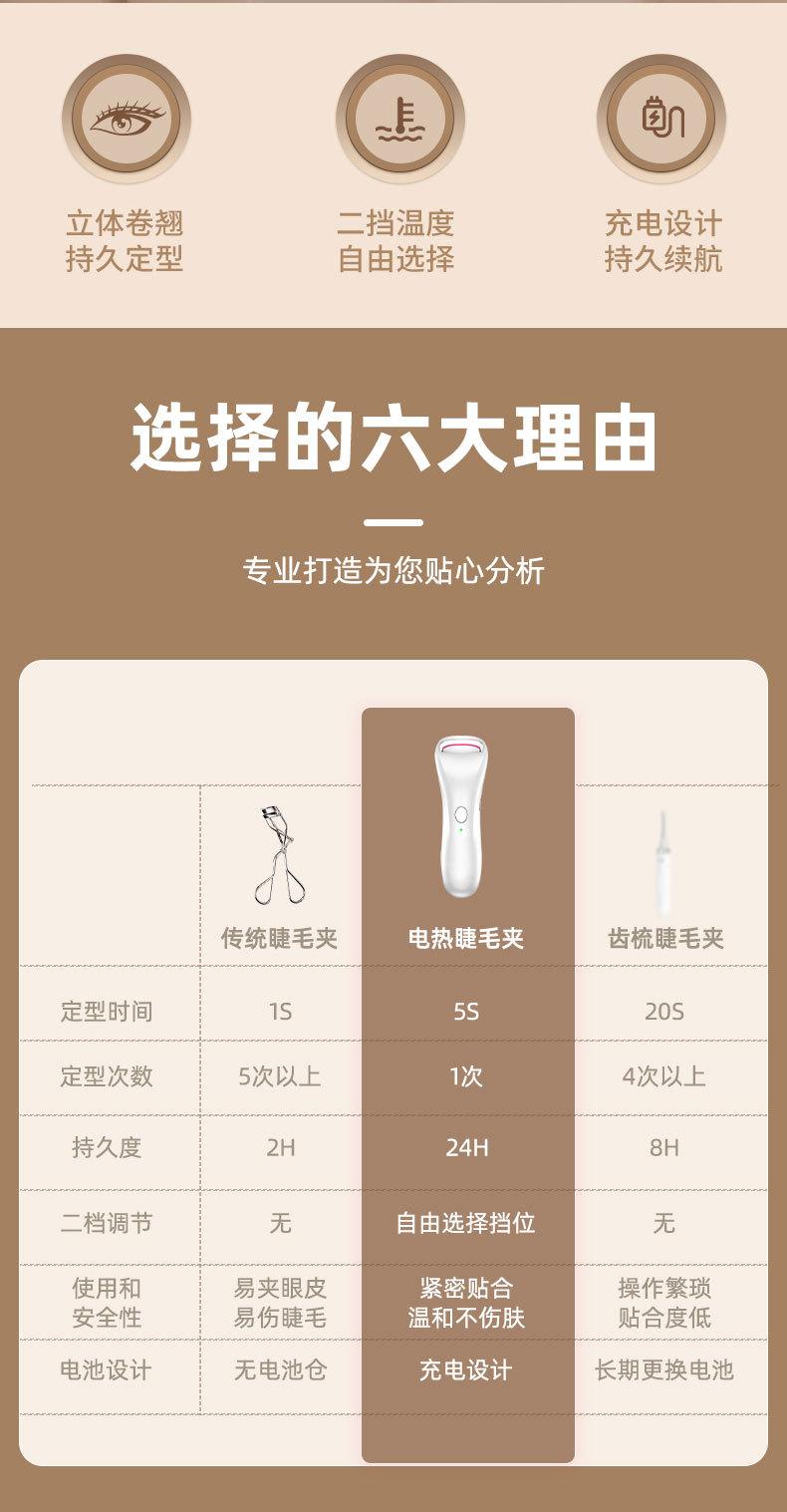 Product Introduction of Electric Heating Eyelash Curler New Portable Electric Ironing Eyelash Curler Mini Electric Heating Curling Rechargeable Long-Lasting Shaping 3