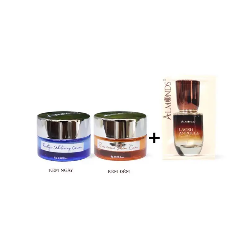 Bộ đôi ngày đêm Almonds dưỡng trắng da mờ sạm nám mini