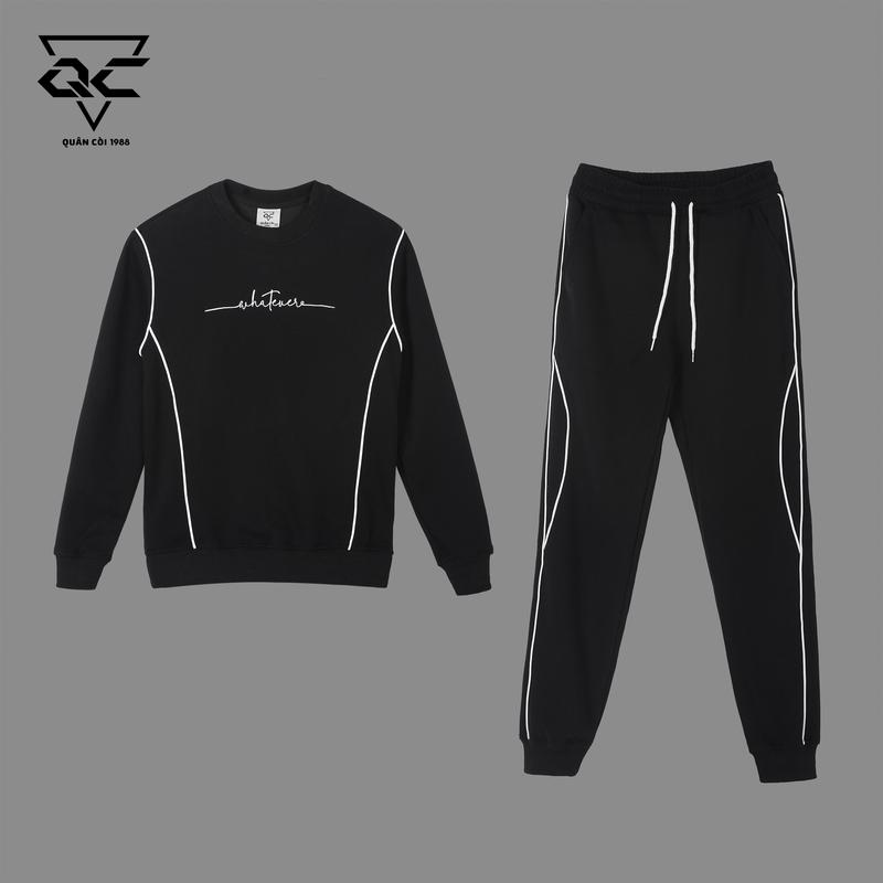 Bộ nỉ , chất liệu  ni hai da ,họa tiết thêu   Quân còi 1988 ,Nam nữ  mã BO-269   be to & cao hoodies & sweaters polo Menswear Sọc Kem Có Cổ Áo Jacket