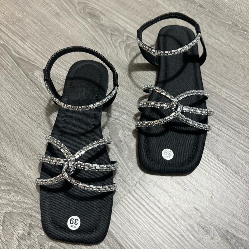 Dép bệt nữ TTHSHOES quai xăng Đan đính đá size lớn 35-45 - DéP, GiàY