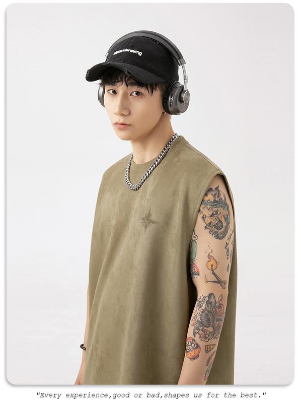 Product Introduction of Lotin Suede Thin Sports Vest Men's 2024 Summer New Sleeveless T-shirt American Letter Printed Casual Waistcoat 9