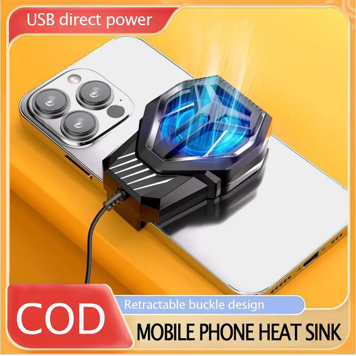 Phone cooler Mini Mobile Phone Cooling Fan Radiator Turbo Hurricane Game Cooler Cell Phone Cool Heat Sink For IPhone/Samsung/Xiaomi Cable Noise Usb Retractable