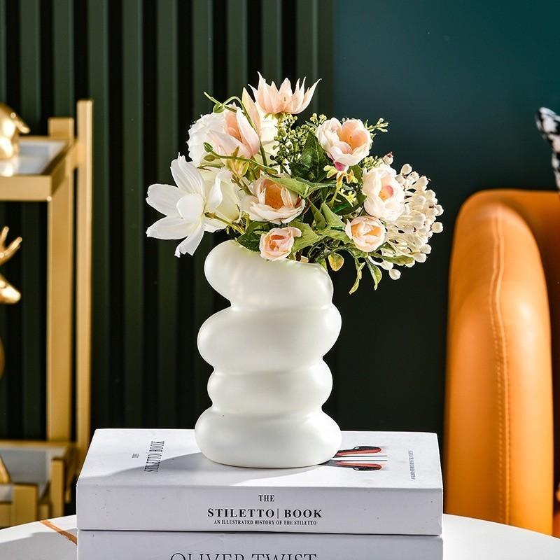 Bình Hoa Nhựa 15cm Màu Trắng Thiết Kế Tối Giản Không Vỡ Phù Hợp Trang Trí Bàn Thờ Phòng Khách