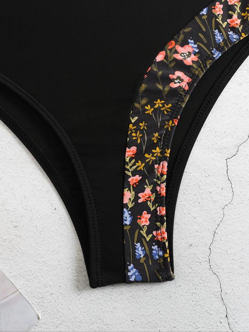 Product Introduction of Women's Leopard Patchwork & Floar Print Bikini Set, Casual Adjustable Strap Swim Top & Swim Bottom Swimsuit, 2024 Summer Bathing Suit, Ladies Summer Swimwear 19
