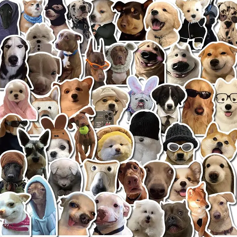 Dog Pattern Sticker, 50pcs/set Cute Dog Pattern Decorative Sticker, DIY Decals for Water Bottle, Laptop, Phone Case, Scrapbooking, Journal Making
