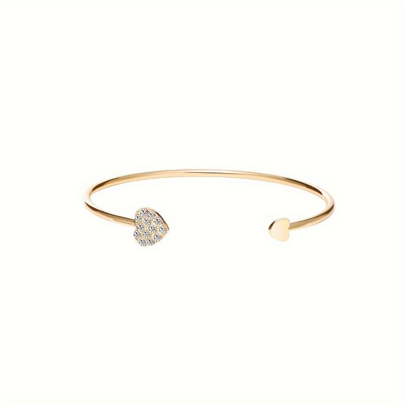 [Summer Sale] [For Daily Party Wear Cuff Bangle] Elegant Rhinestone Heart Cuff Bangle Glamorous Accessory For Daily Party Wear 4