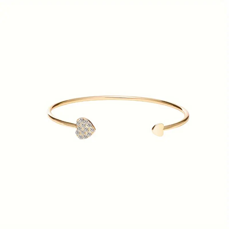 [Summer Sale] [For Daily Party Wear Cuff Bangle] Elegant Rhinestone Heart Cuff Bangle Glamorous Accessory For Daily Party Wear 4