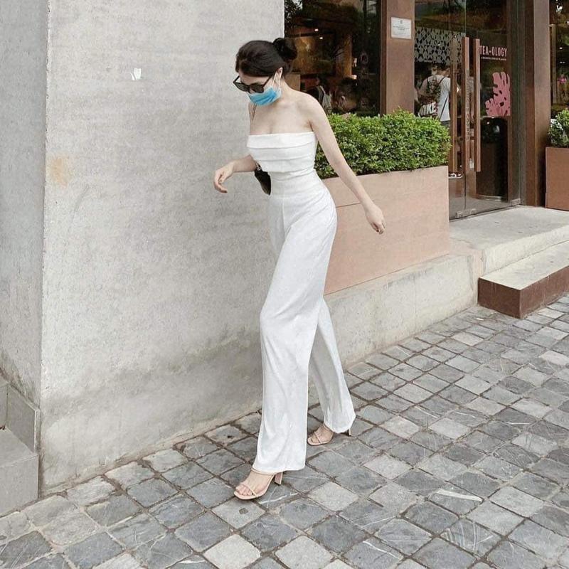 Bộ jum lụa cúp ngực quần ống xuông thích hợp  Mùa hè Đỗ chi shop  Nữ Cup
