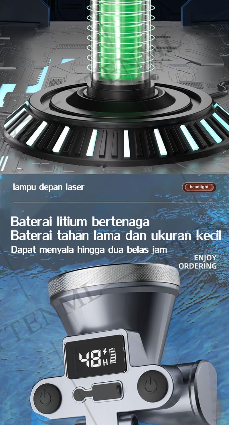 Product Introduction of 500W Senter Kepala 30 hari tanpa pengisian daya Senter Kepala Super Terang Senter kepala led super terang Super Terang Outdoor Anti Air lampu emergency tahan 24 jam Baterai 15