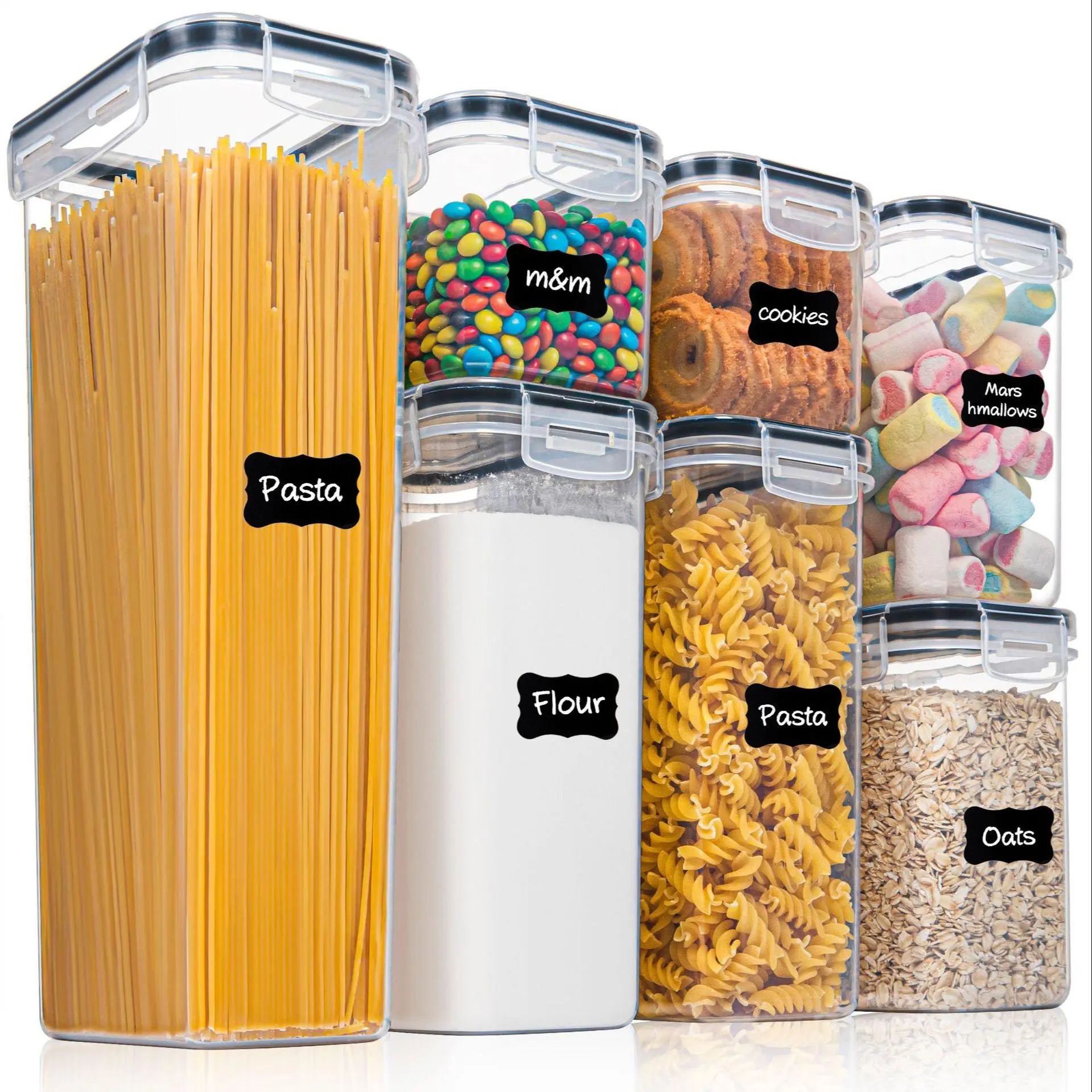 Food Storage Box, Plastic Airtight Food Storage Container, Grain Storage Box, Grain Storage Jar with Sticker & Pen