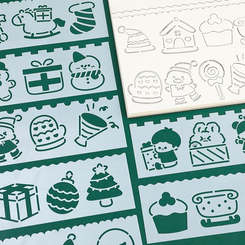 Christmas Multi Pattern Plastic Ruler Painting Drawing Template Christmas Pattern Ruler Stationery Office Supplies 2