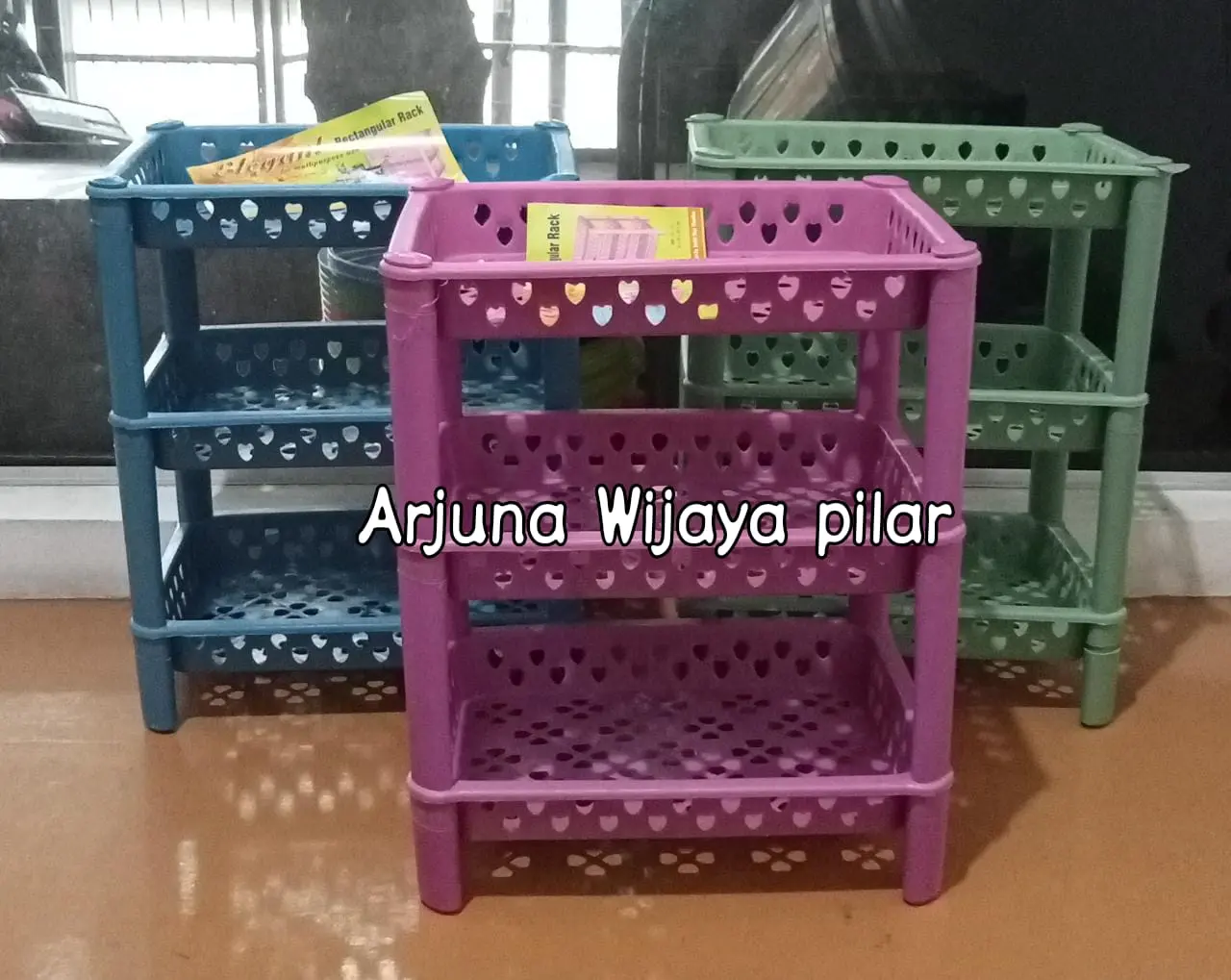 Rak Mini Serbaguna Susun 3 , Bumbu Dapur , Kosmetik / Motif Hati