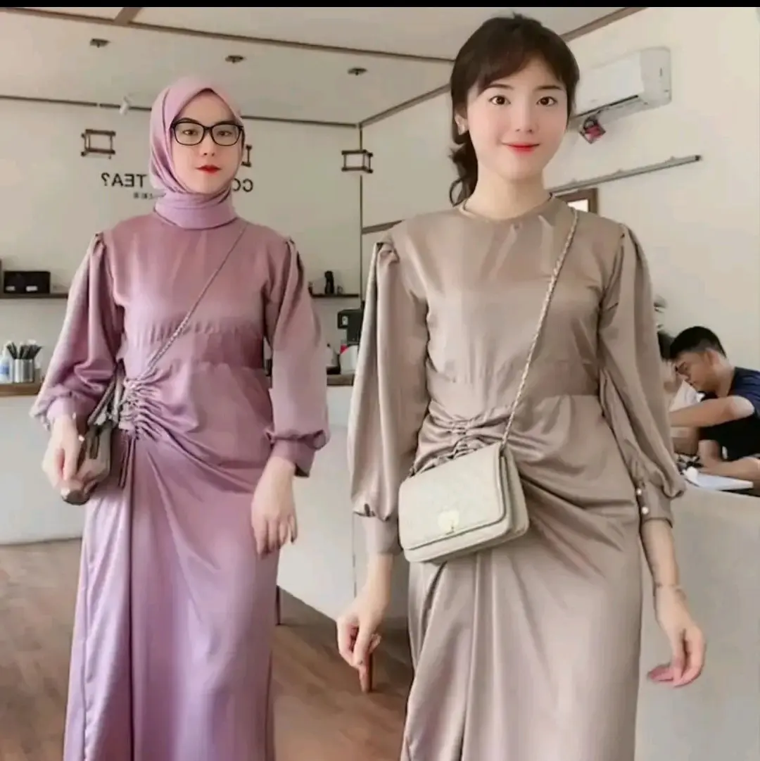 Abelia Dress by STAR 09 STORE Gamis Remaja Dewasa untuk kondangan Bahan Satin Velvet