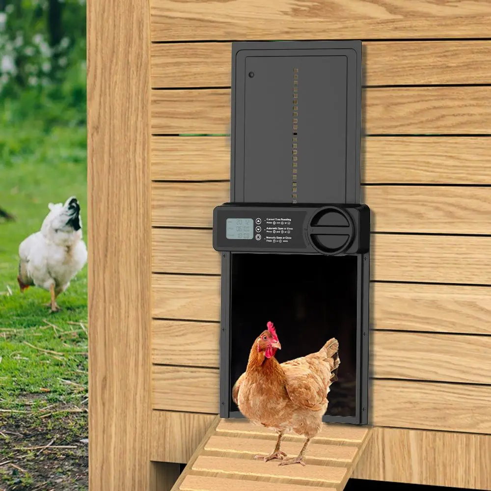 Automatic Chicken Coop Door Opener, Intelligent Electric Hen House Door Opener with Timer, Chicken Coop Accessories for Farm Animal, Pet Products
