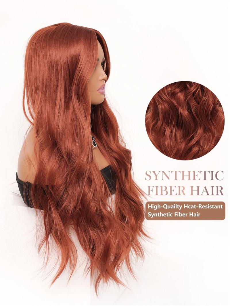 Product Introduction of 30 Inch Ginger Orange Long Wavy Wigs for Women, Gorgeous Fluffy Wigs without Bangs, Synthetic Full Machine Wigs for Party, Daily Use 5