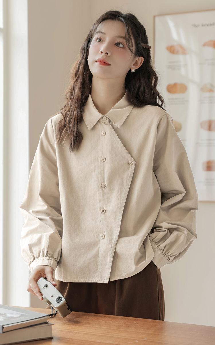 Product Introduction of Áo Sơ Mi Dài Tay Phong Cách Preppy Phong Cách Nhật Bản, Áo Sơ Mi Rộng Thường Ngày Bên Trong, Áo Bất Đối Xứng Hàng Mới Về Cho Mùa Xuân, Mùa Thu Và Mùa Đông Năm 2025 9