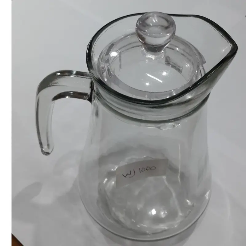 ICHIMEGASTORE Picher Pitcher Water Jug 1000 ml Tempat Air Minum Kaca Pitcher Kaca 1 Liter dengan Tutup 4