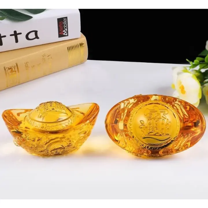 Thỏi vàng lưu ly 5cm, 10cm chạm rồng phong thủy Thần Tài may mắn 7