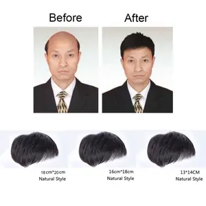 【Pengiriman Cepat】 Wig Rambut Asli Pria Bantalan Ekstensi Rambut Gaya Alami Manusia Rambut Wig Hitam Pria