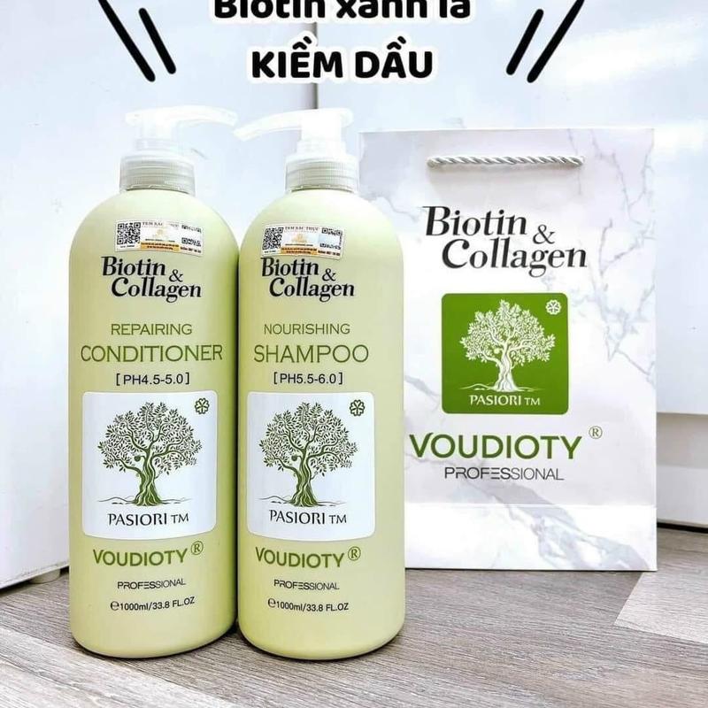 DẦU GỘI BIOTIN COLLAGEN XANH LÁ KIỀM DẦU 1000ml Kiểm soát dầu Gội Đầu