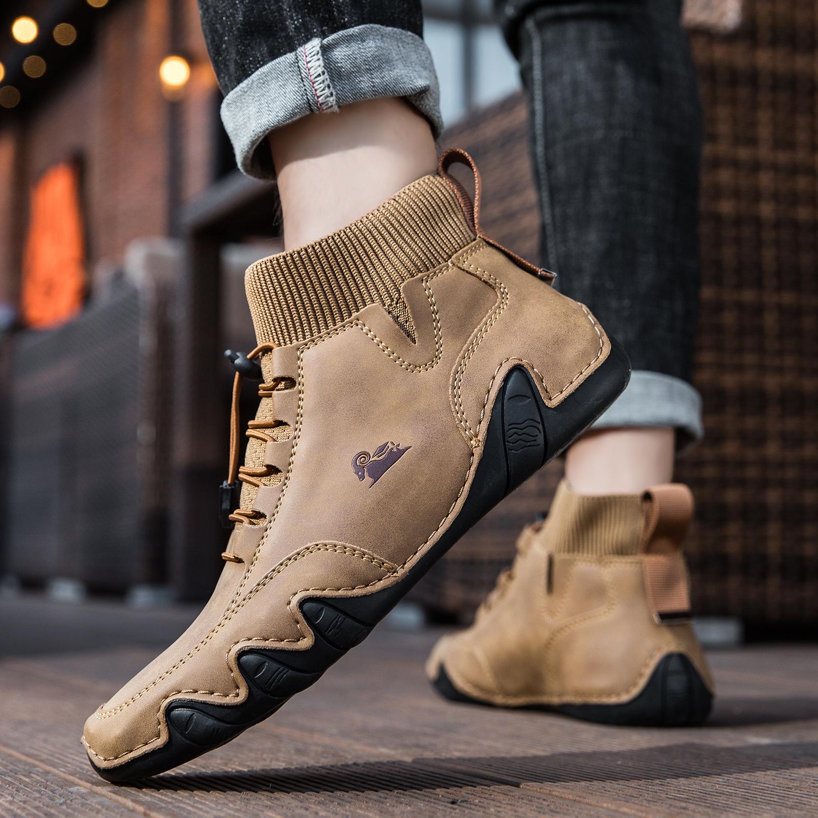 Prelesty Sepatu Martin Boots Pria Tinggi Kulit Asli Original Formal Footwear Cowok Dewasa High Top Kerja Karet Lentur Keren 345