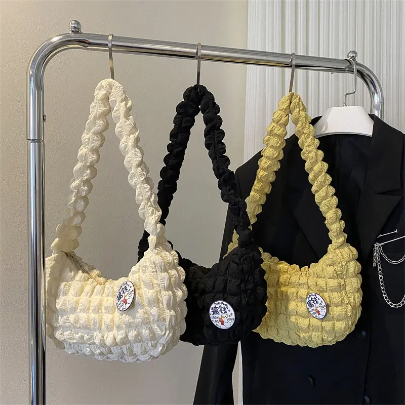 Soft Cloud Bubbles Ruched Handbags for Woman Girls