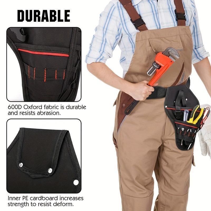 Portable Heavy Duty Drill Driver Holster, Cordless Electrician Tool Bag Bit Holder, Belt Pouch Waist, Cordless Drill Storage Pocket, Yellow 8